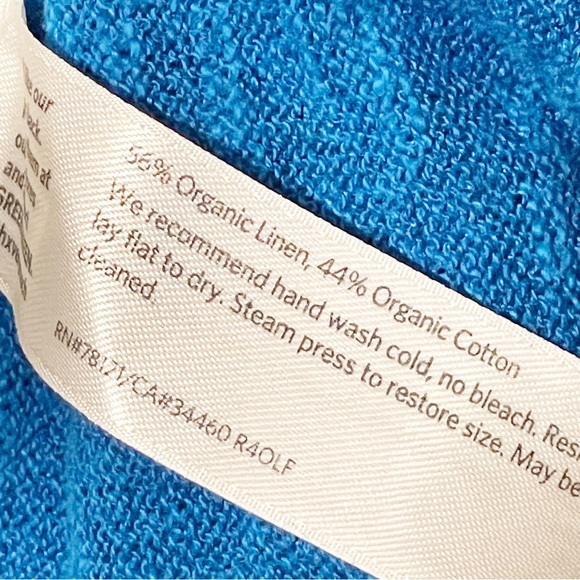 Eileen Fisher Size Medium Blue Linen Blend V Neck Button Cardigan Sweater - Picture 4 of 5